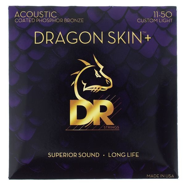 DR DAP-11 Dragon Skin+ Phosphor Bronze Akustik Gitar Teli (Custom Light 11-50)
