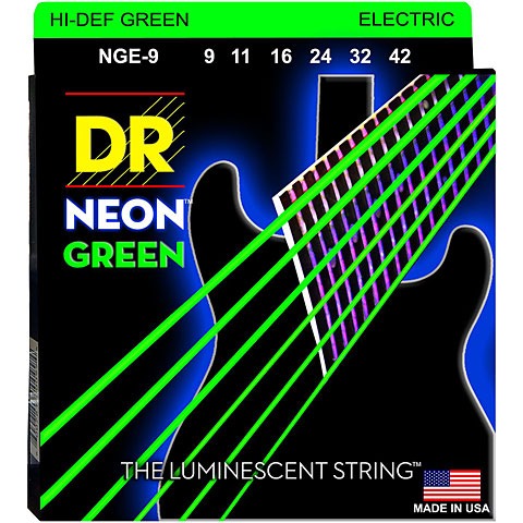 DR NGE-9 Hi-Def Neon Yeşil Elektro Gitar Teli (Light 9-42)