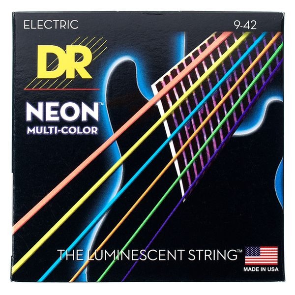 DR NMCE-9 Hi-Def Neon Multi Color Çok Renkli Elektro Gitar Teli (Light 9-42)