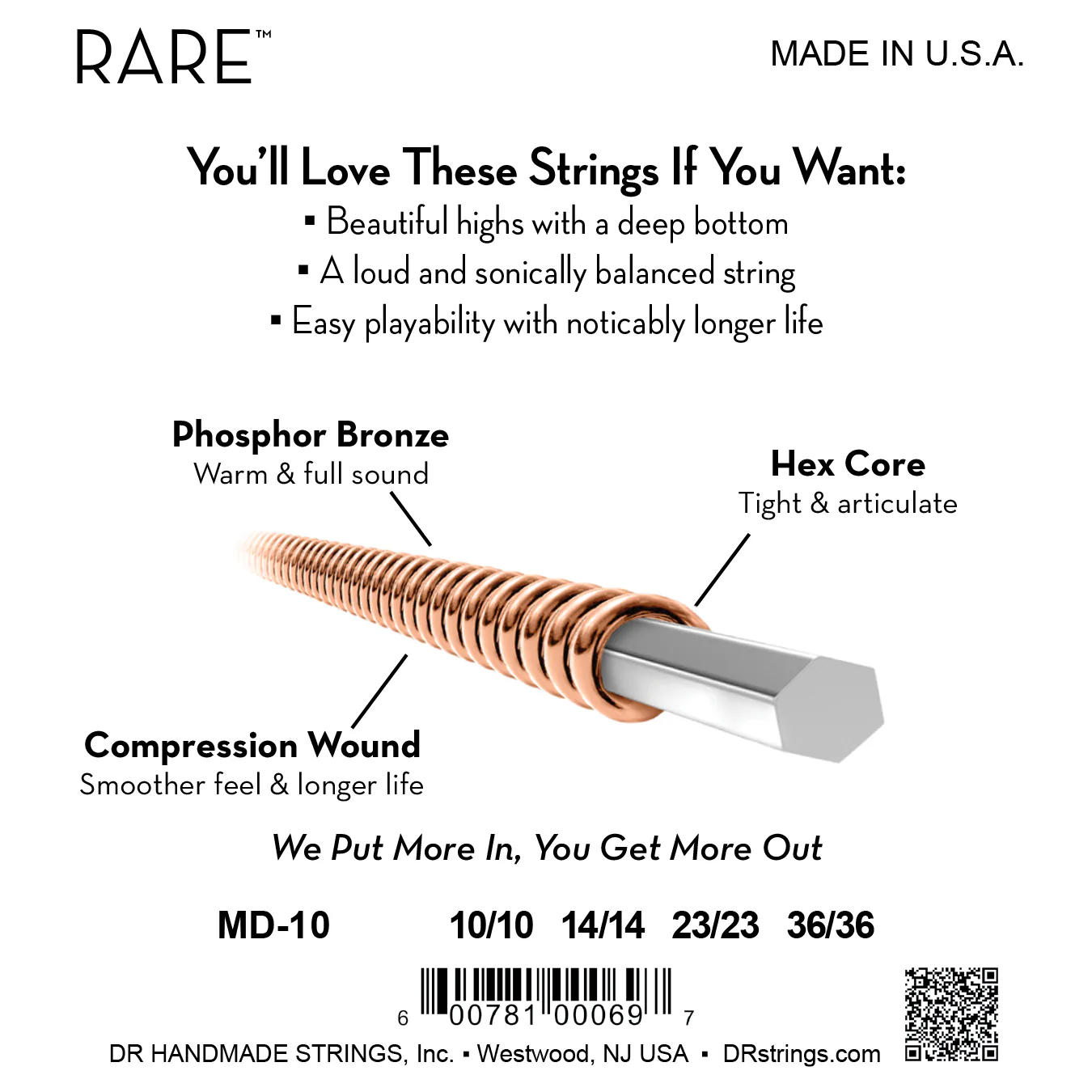 DR Rare Phosphor Bronze MD-10 Mandolin Teli DR Rare Phosphor Bronze MD-10 Mandolin Teli