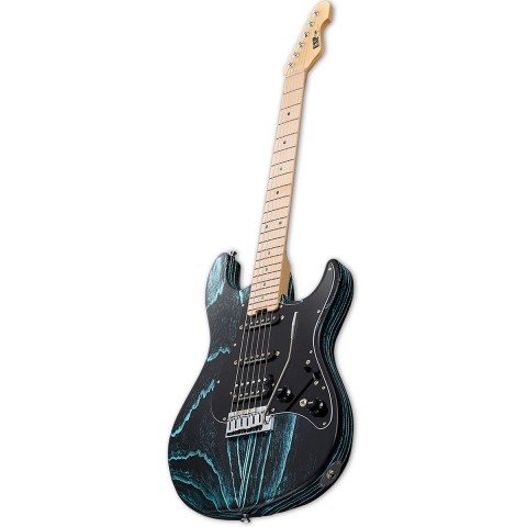 ESP Custom Snapper CTM Drift Wood Black Blue Filler Elektro Gitar ESP Custom Snapper CTM Drift Wood Black Blue Filler Elektro Gitar