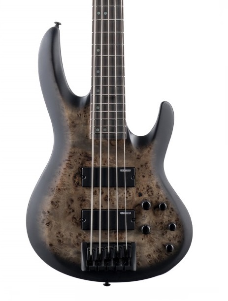 ESP LTD B-5 Ebony Burl Poplar Charcoal Burst Satin 5 Telli Bas Gitar ESP LTD B-5 Ebony Burl Poplar Charcoal Burst Satin 5 Telli Bas Gitar