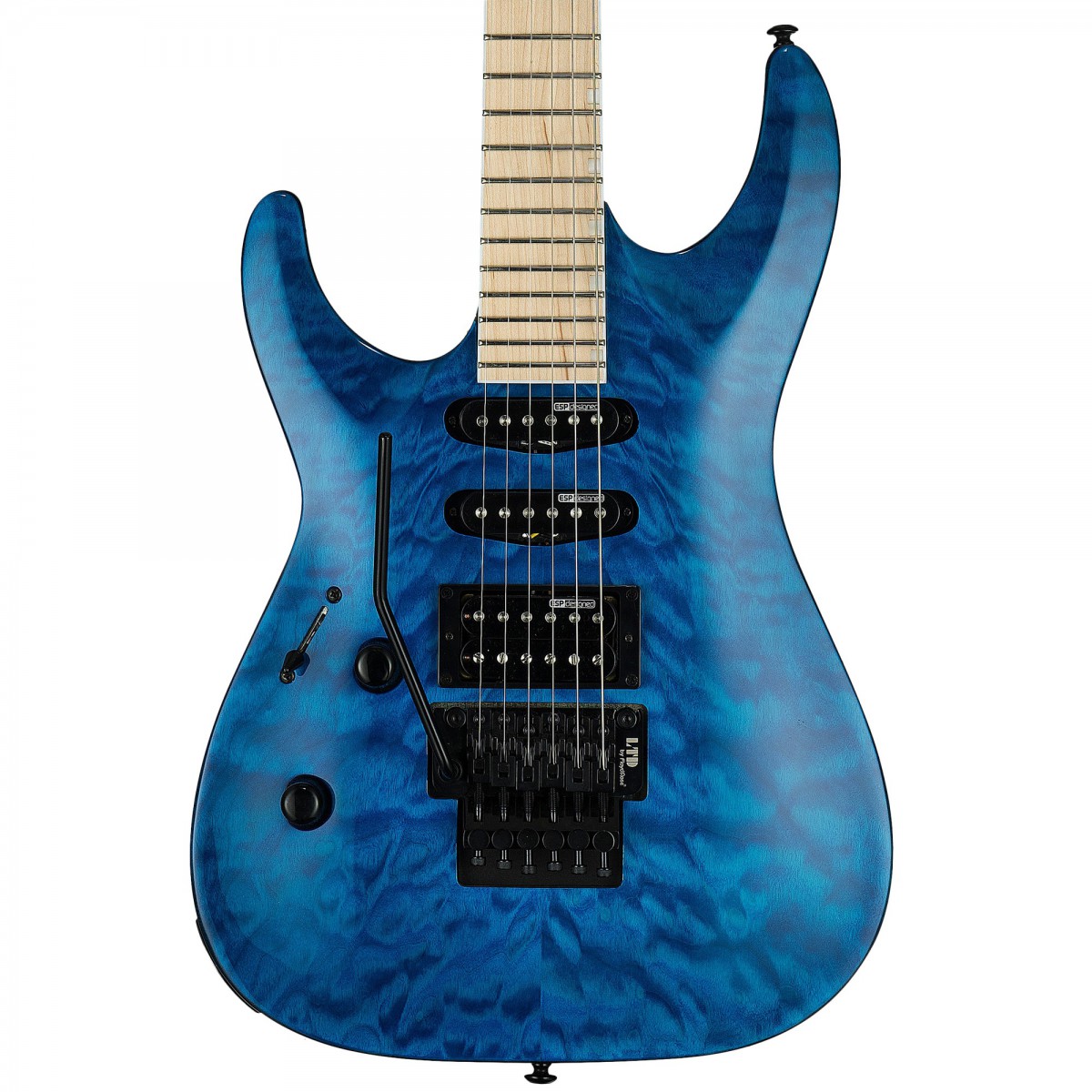ESP LTD MH-203QM Elektro Gitar See Thru Blue - Solak ESP LTD MH-203QM Elektro Gitar See Thru Blue - Solak