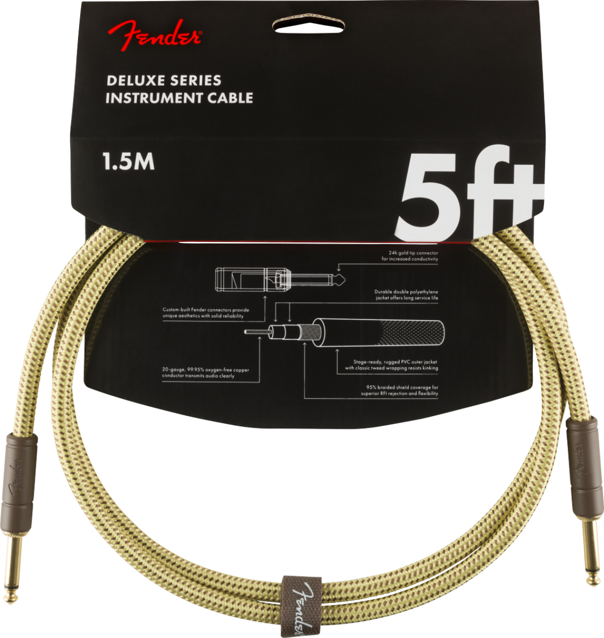 Fender Deluxe Düz/Düz Uçlu 1.5M Tweed Enstruman Kablosu Fender Deluxe Düz/Düz Uçlu 1.5M Tweed Enstruman Kablosu