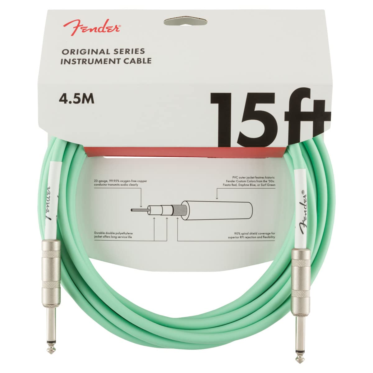 Fender Original 4.5m Surf Yeşil Enstrüman Kablosu Fender Original 4.5m Surf Yeşil Enstrüman Kablosu