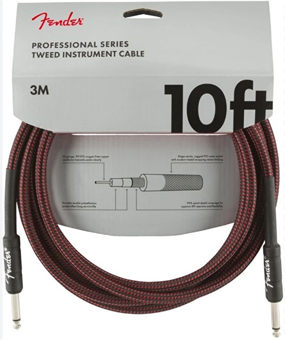 Fender Professional 3m Kırmızı Tweed Enstrüman Kablosu Fender Professional 3m Kırmızı Tweed Enstrüman Kablosu