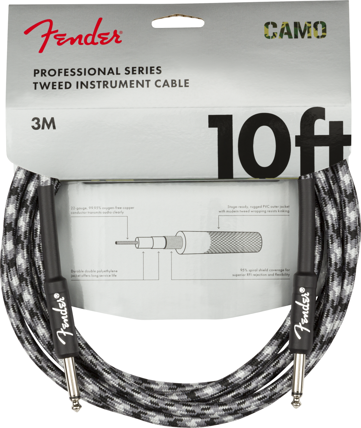 Fender Professional Düz/Düz Uçlu 3M Winter Camo Enstrüman Kablosu