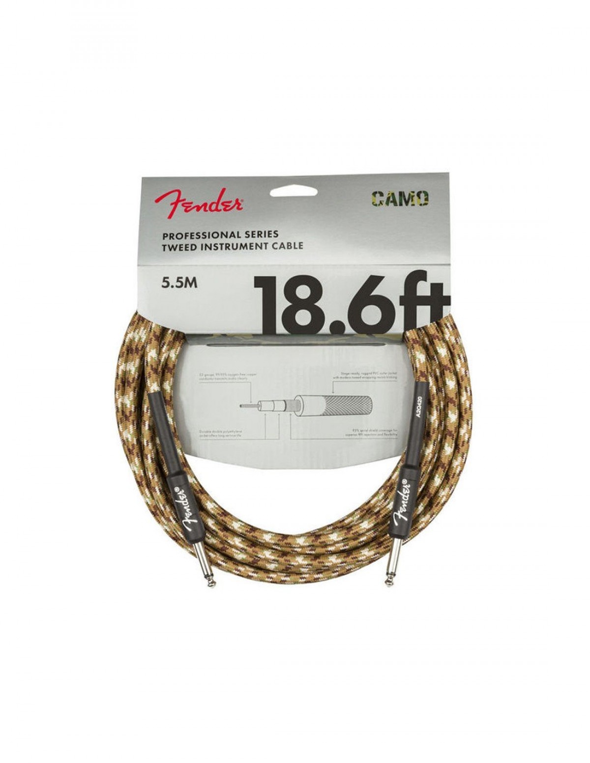 Fender Professional Düz/Düz Uçlu 5.5M Desert Camo Enstrüman Kablosu