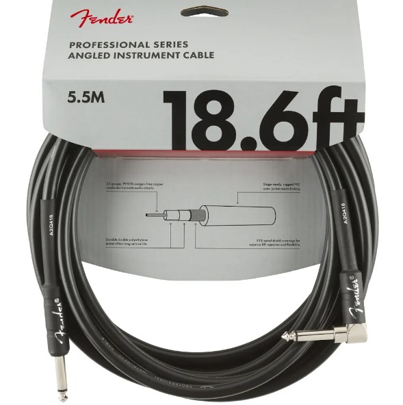 Fender Professional Düz/L Uçlu 5.5M Siyah Enstrüman Kablosu Fender Professional Düz/L Uçlu 5.5M Siyah Enstrüman Kablosu