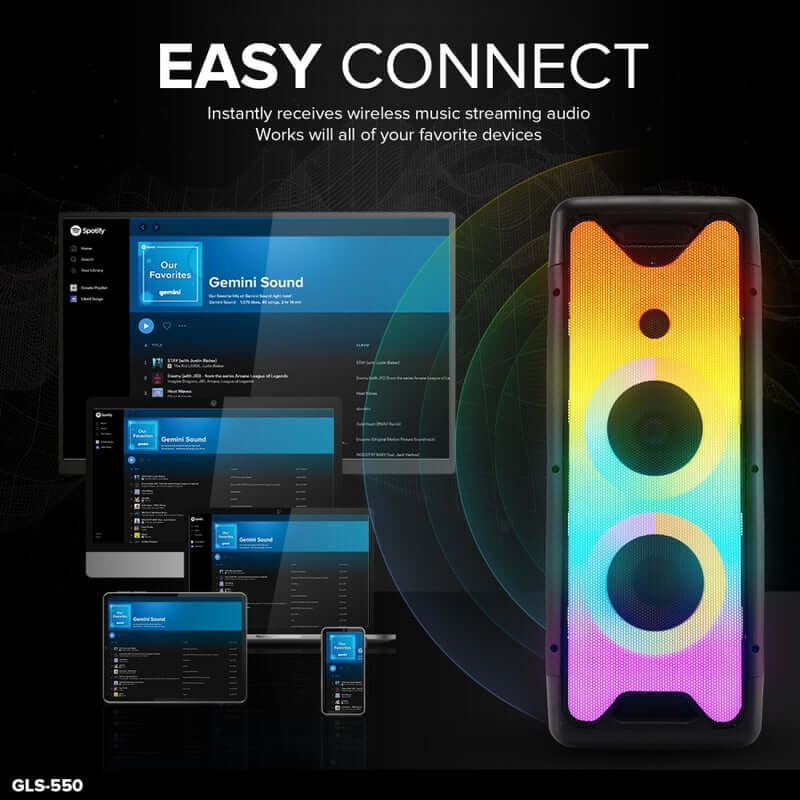 Gemini GLS-550 Taşınabilir Işıklı Bluetooth Hoparlör