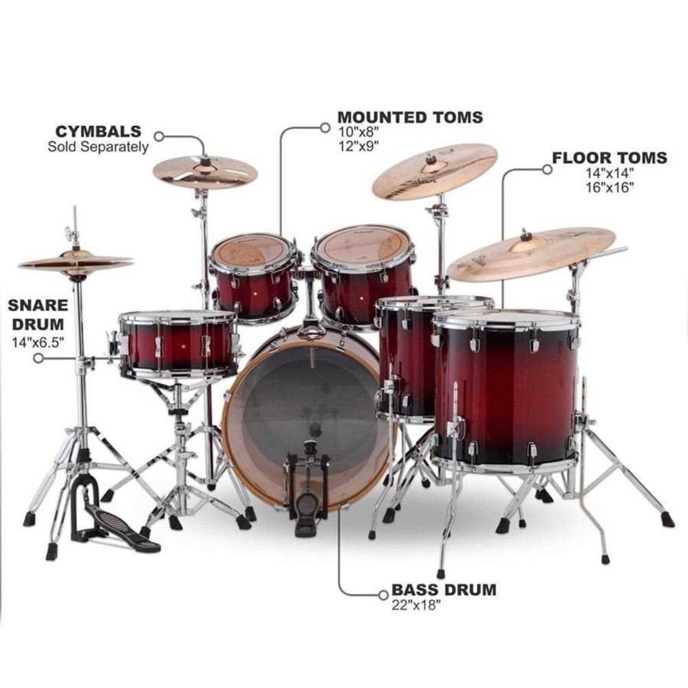 Ludwig Evolution Maple (Red Burst Shell) Bateri Seti