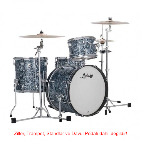 Ludwig Neusonic Downbeat Steel Blue Pearl Davul Shell Set