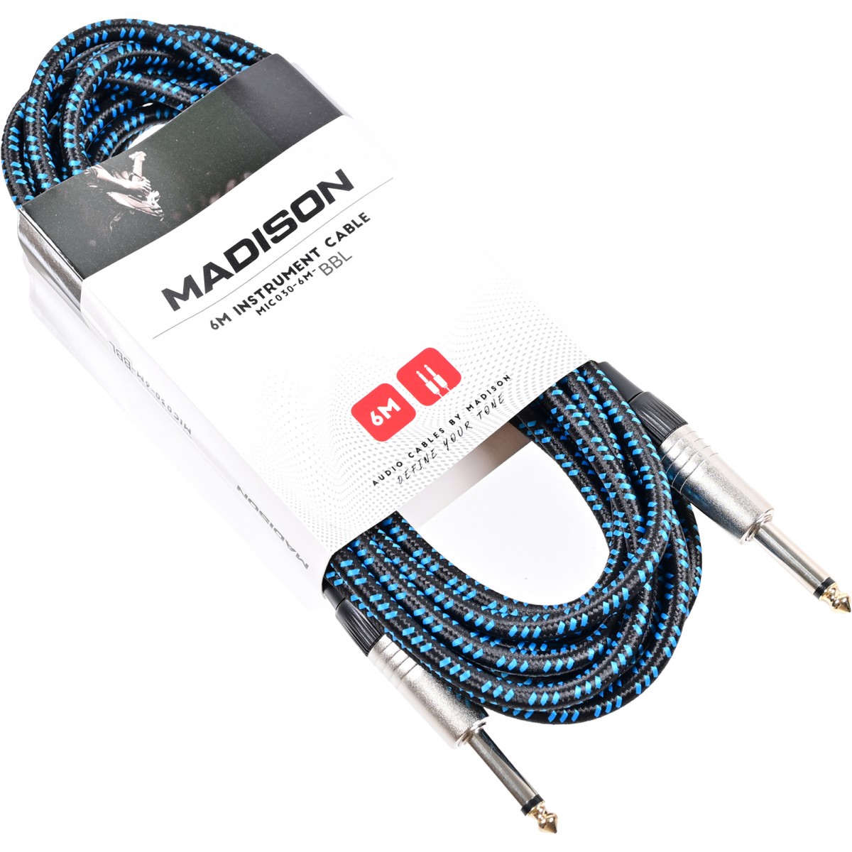 Madison Örgülü Kumaş Gitar Kablosu 6 Metre- SİYAH MAVİ ÇİZGİLİ Madison Örgülü Kumaş Gitar Kablosu 6 Metre- SİYAH MAVİ ÇİZGİLİ