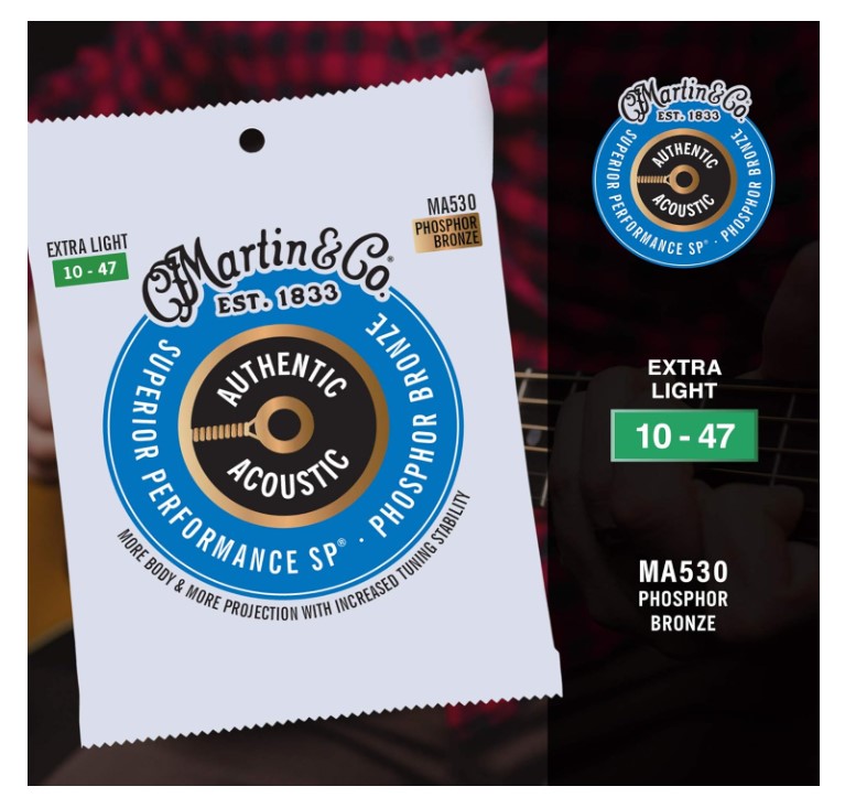 Martin MA530 Authentic Superior Performance 92/8 Phosphor Bronze Akustik Gitar Teli (10-47)