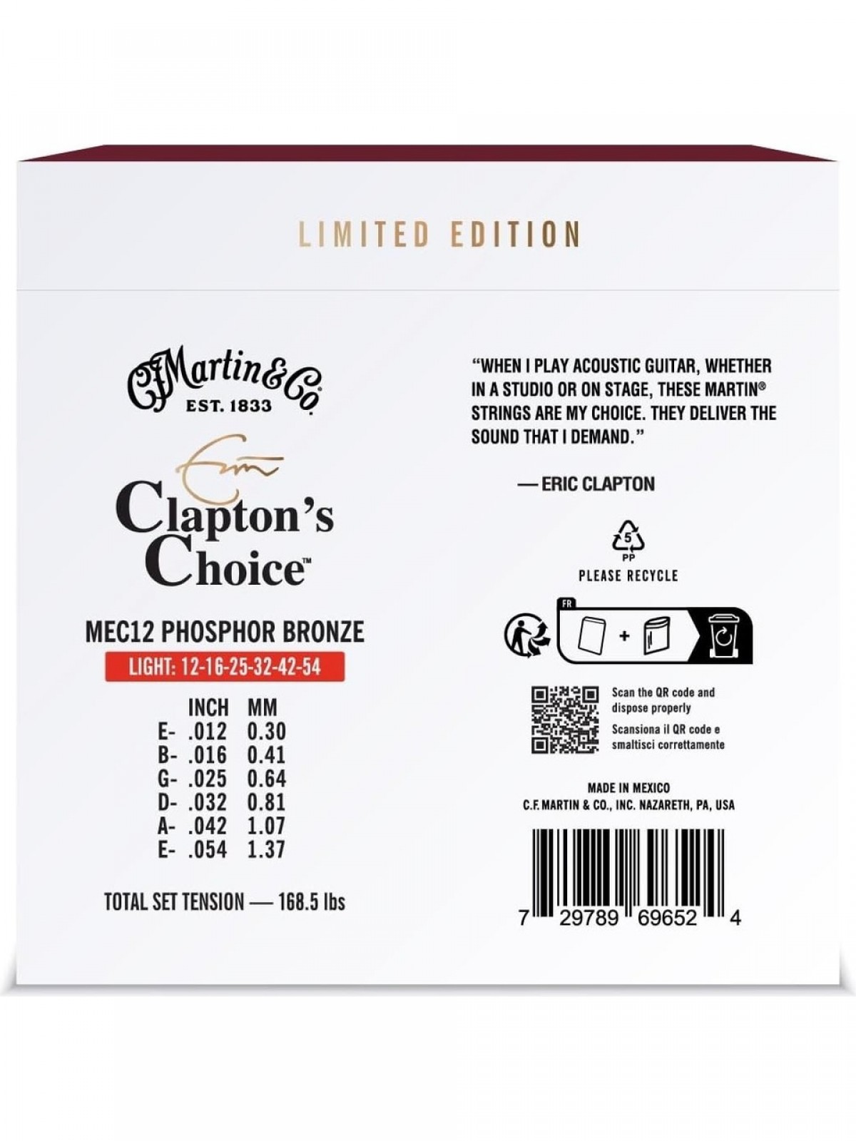 Martin MEC12LTD20 Eric Clapton's Choice Phosphor Bronze Akustik Gitar Teli (12-54) Martin MEC12LTD20 Eric Clapton's Choice Phosphor Bronze Akustik Gitar Teli (12-54)
