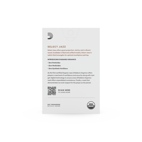 D'Addario Woodwinds Organic Select Jazz Unfiled Alto Saksafon Kamışı No:2 Medium