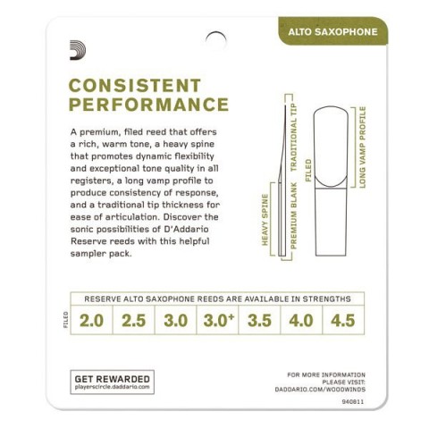 D'Addario Woodwinds Reserve Alto Saksafon Kamışı - Sampler Pack 3,0/3,5