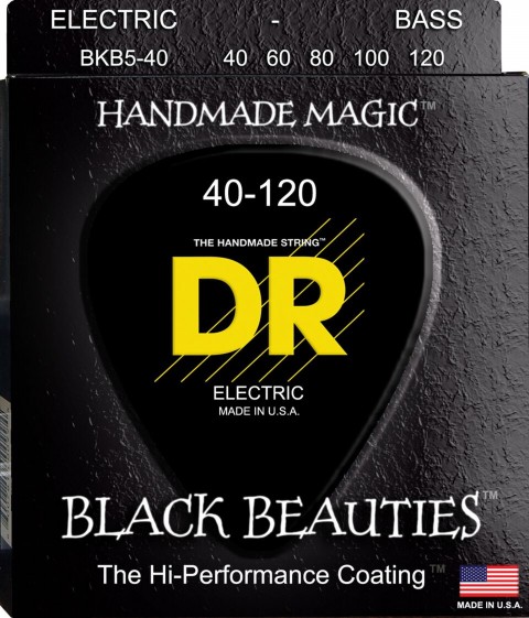 DR BKB5-40 Black Beauties Siyah 5 Tellİ Bas Gitar Teli (Light 40-120)