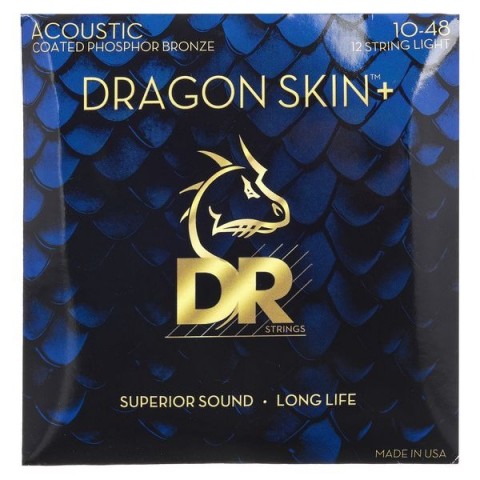 DR DAP-10/12 Dragon Skin+ Phosphor Bronze 12 Tellİ Akustik Gitar Teli (Extra Light 10-48)