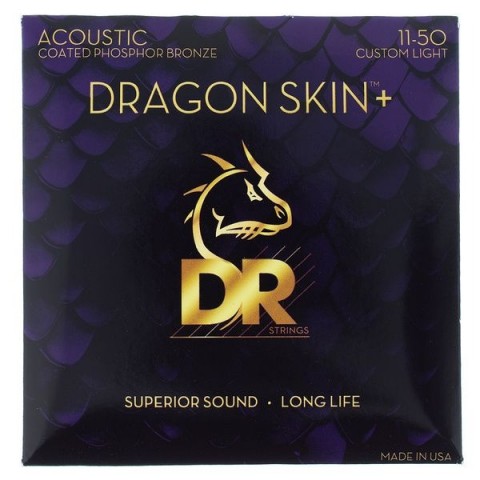 DR DAP-11 Dragon Skin+ Phosphor Bronze Akustik Gitar Teli (Custom Light 11-50)