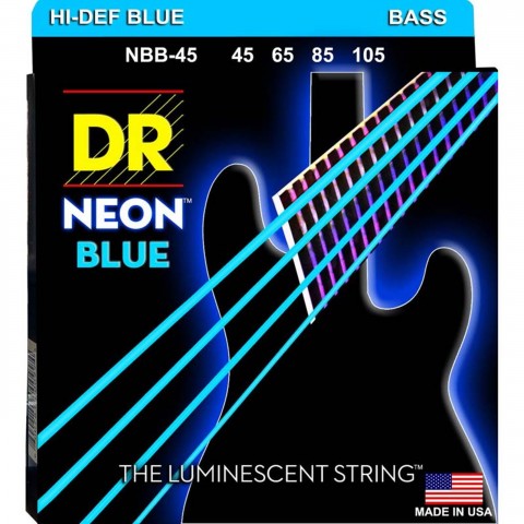 DR NBB-45 Hi-Def Neon Mavi 4 Tellİ Bas Gitar Teli (Light 40-100)