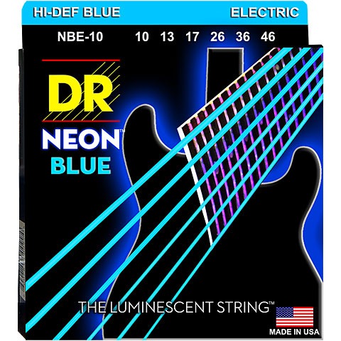 DR NBE-10 Hi-Def Neon Mavi Elektro Gitar Teli (Medium 10-46)