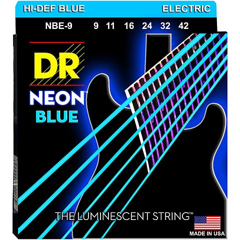 DR NBE-9 Hi-Def Neon Mavi Elektro Gitar Teli (Light 9-42)