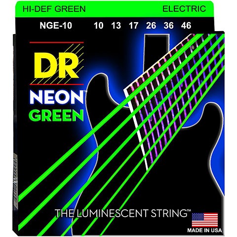 DR NGE-10 Hi-Def Neon Yeşil Elektro Gitar Teli (Medium 10-46)