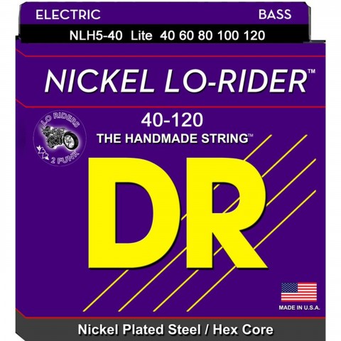 DR NLH5-40 Nickel Lo-Rider 5 Tellİ Bas Gitar Teli (Light 40-120)