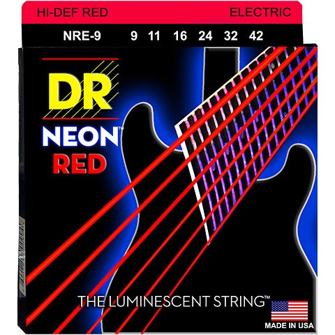DR NRE-9 Hi-Def Neon Kırmızı Elektro Gitar Teli (Light 9-42)