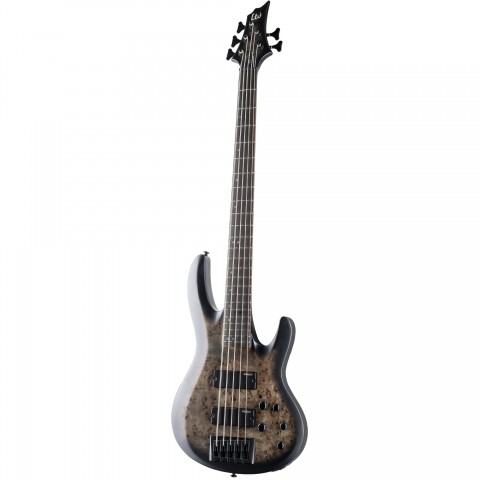 ESP LTD B-5 Ebony Burl Poplar Charcoal Burst Satin 5 Telli Bas Gitar