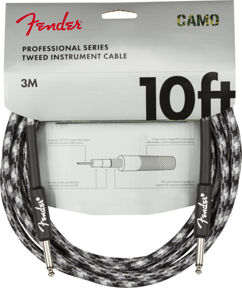 Fender Professional Düz/Düz Uçlu 3M Winter Camo Enstrüman Kablosu