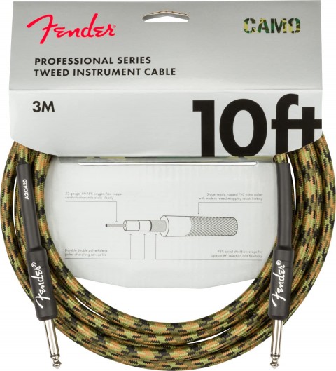 Fender Professional Düz/Düz Uçlu 3M Woodland Camo Enstrüman Kablosu