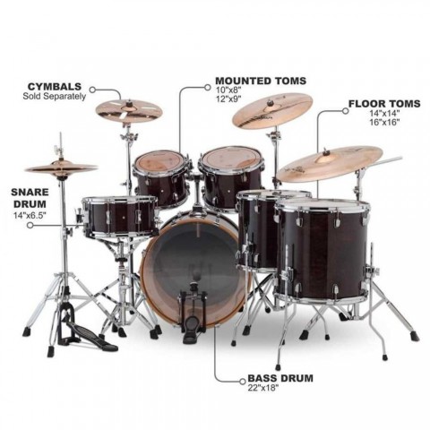 Ludwig Evolution Maple (Trans Black Shell) Bateri Seti
