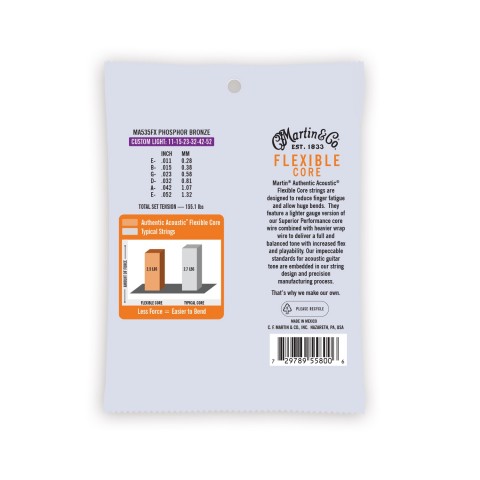 Martin MA535FX Authentic Flexible Core CustomLight 11-52 Akustik Gitar Teli