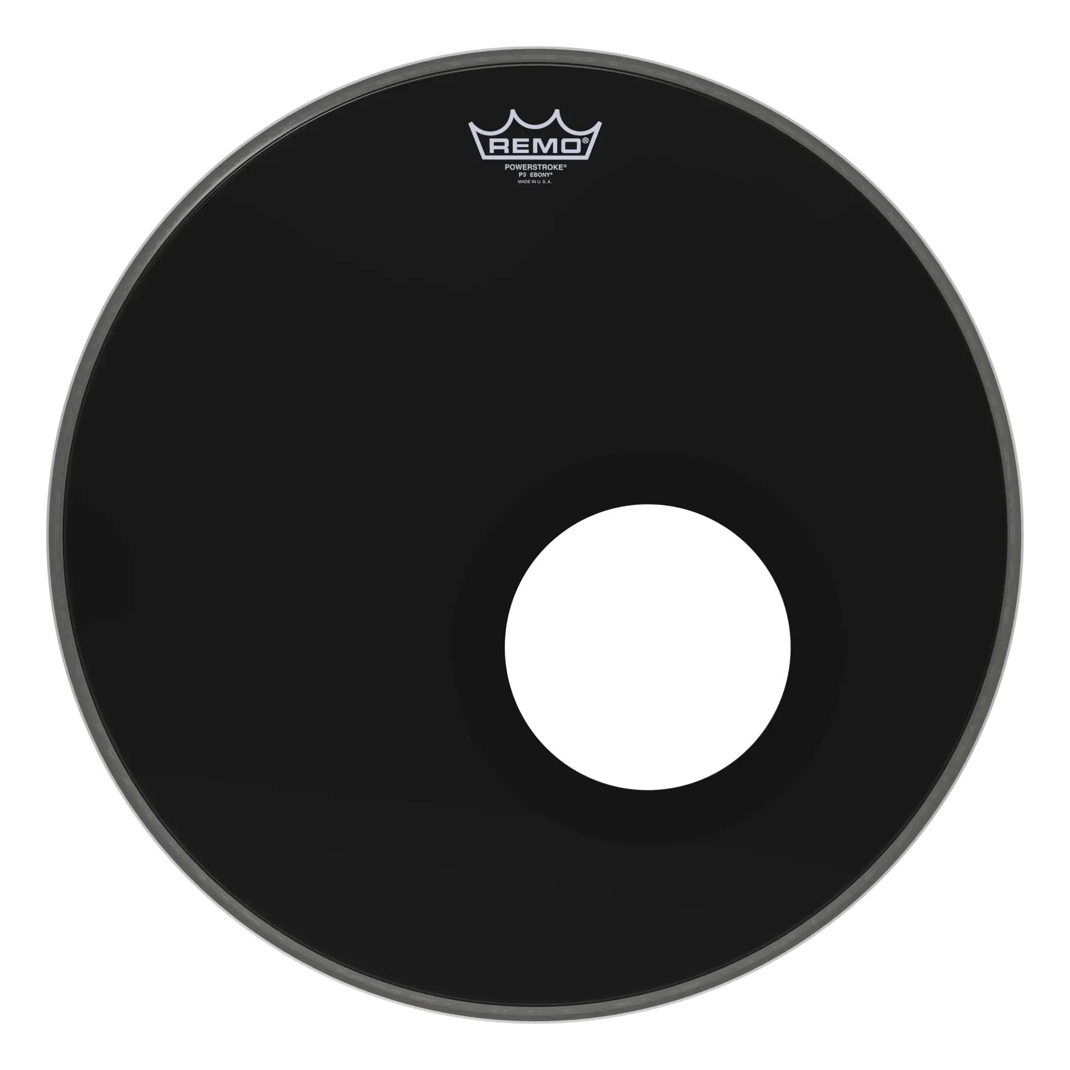 REMO POWERSTROKE® 3 EBONY® 18 İnç Siyah Delikli Bas Davul Derisi